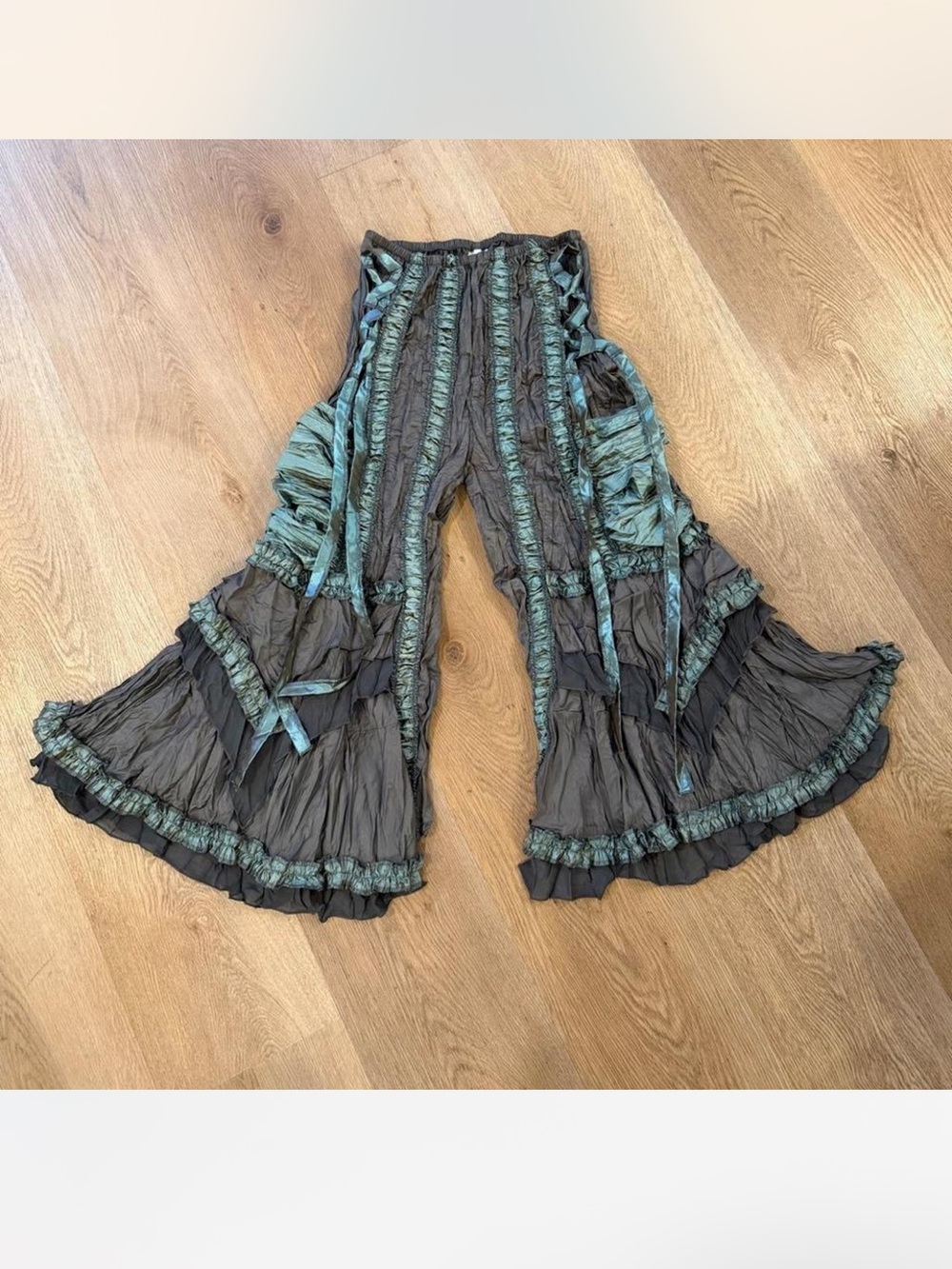Aquarius by Irma Grayish Blue Ruffle Pirate Pants